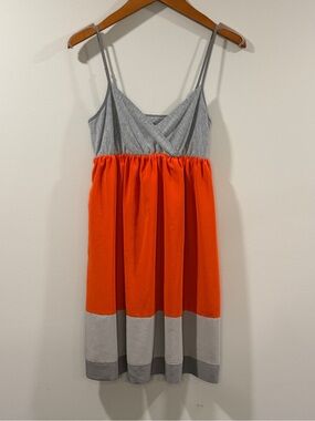 Gianni Bini Women’s Orange Gray Colorblock Spaghetti-Strap Babydoll Dress Size S
